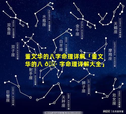 董文华的八字命理详解「董文华的八 🌷 字命理详解大全」